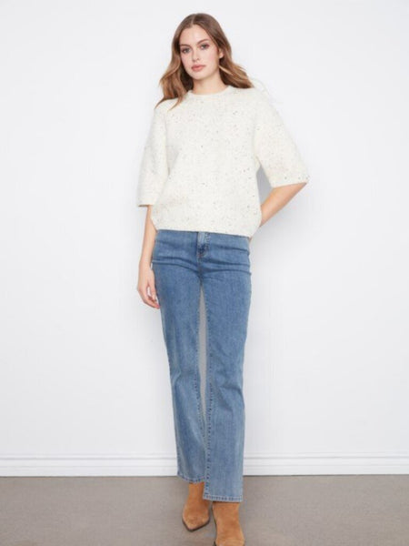 Charlie B Balloon Elbow Sleeve Sweater - Cookies & Cream
