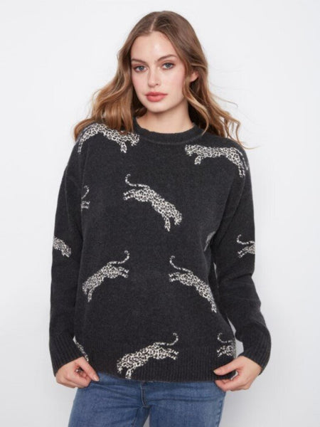 Charlie B Wildcat Print Crewneck Sweater