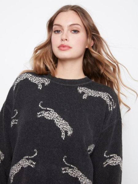 Charlie B Wildcat Print Crewneck Sweater