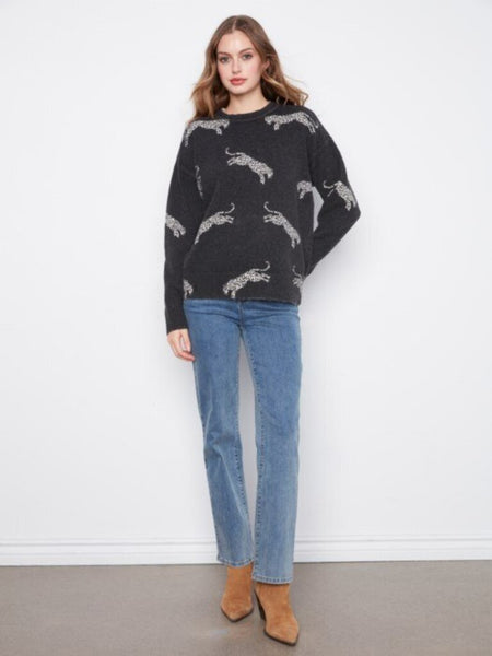 Charlie B Wildcat Print Crewneck Sweater
