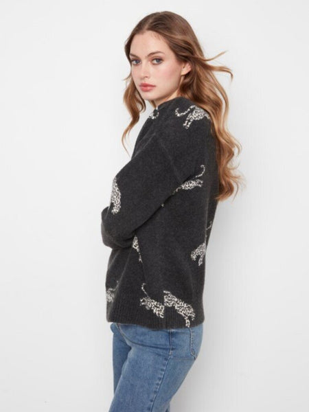 Charlie B Wildcat Print Crewneck Sweater