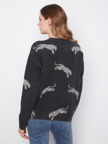 Charlie B Wildcat Print Crewneck Sweater