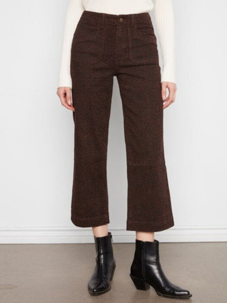 Charlie B Cropped Wide Leg Twill Pants - Leopard