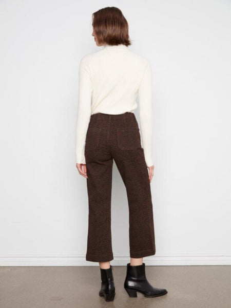 Charlie B Cropped Wide Leg Twill Pants - Leopard