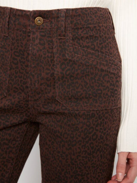 Charlie B Cropped Wide Leg Twill Pants - Leopard