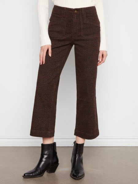 Charlie B Cropped Wide Leg Twill Pants - Leopard