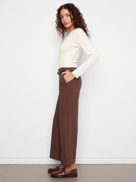 Charlie B Belted Wide Leg Crepe Pants