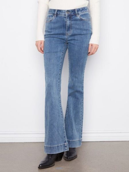 Charlie B Flare Leg Stretch Jeans - Medium Blue