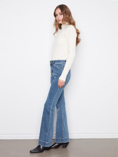Charlie B Flare Leg Stretch Jeans - Medium Blue