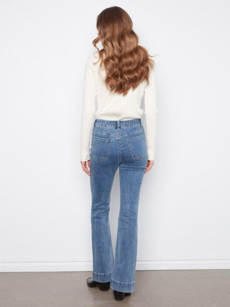 Charlie B Flare Leg Stretch Jeans - Medium Blue