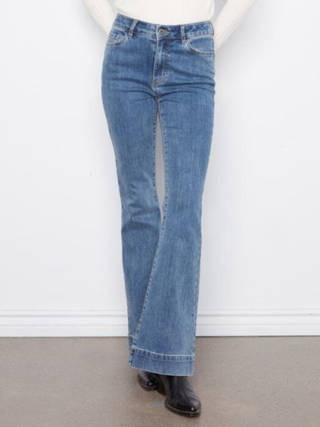 Charlie B Flare Leg Stretch Jeans - Medium Blue