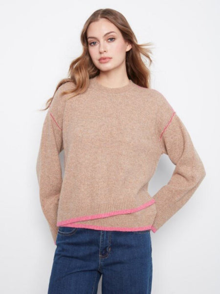 Charlie B Constrast Trim Crewneck Sweater