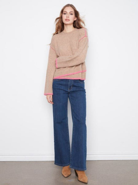 Charlie B Constrast Trim Crewneck Sweater