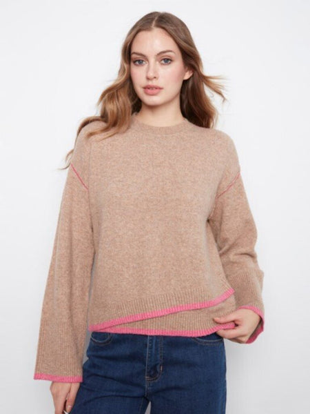 Charlie B Constrast Trim Crewneck Sweater