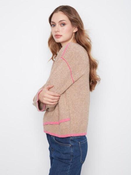 Charlie B Constrast Trim Crewneck Sweater