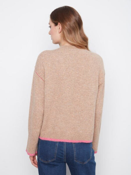 Charlie B Constrast Trim Crewneck Sweater