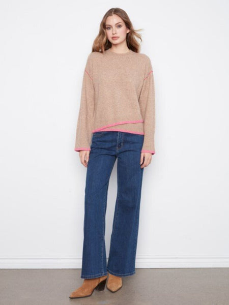 Charlie B Constrast Trim Crewneck Sweater