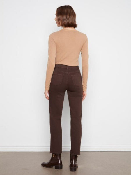 Charlie B Straight Leg Twill Pants - Coffee