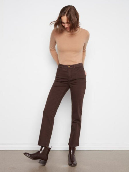 Charlie B Straight Leg Twill Pants - Coffee