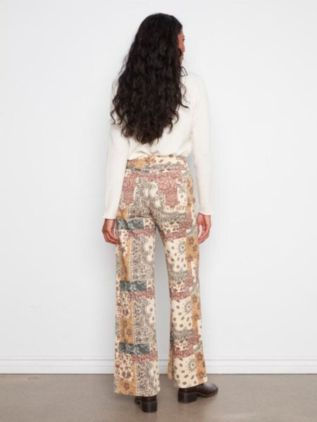 Charlie B Wide Leg Printed Twill Pants - Quilt