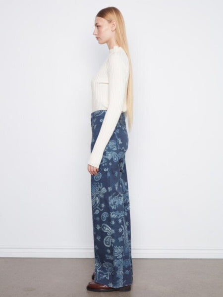 Charlie B Wide Leg Printed Twill Pants - Bandana