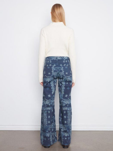 Charlie B Wide Leg Printed Twill Pants - Bandana