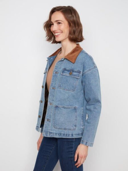 Charlie B Denim Barn Jacket with Corduroy Collar