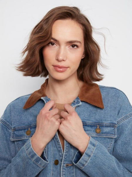 Charlie B Denim Barn Jacket with Corduroy Collar