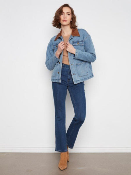 Charlie B Denim Barn Jacket with Corduroy Collar