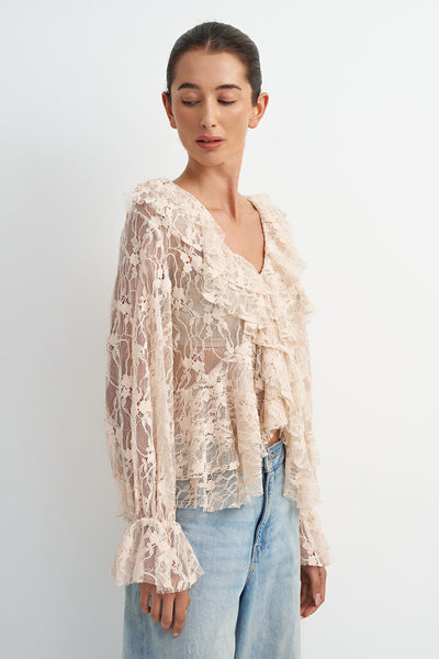 Astrid 'Vince' Lace Ruffle Blouse