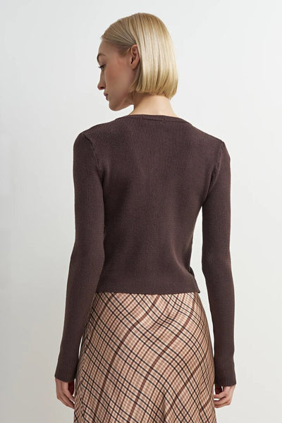 Astrid 'Timeless' Ribbed Cardi - Brown