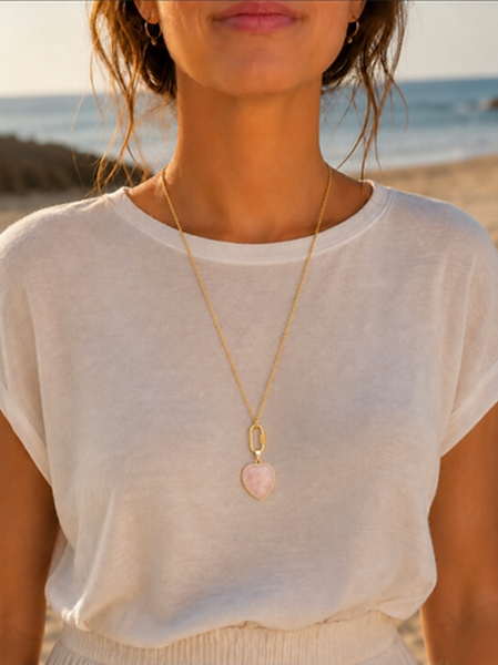 Rogue Jewelry 'Heart Link' Necklace - Blush