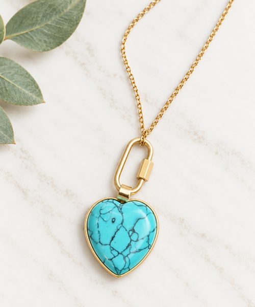 Rogue Jewelry 'Heart Link' Necklace - Turquoise