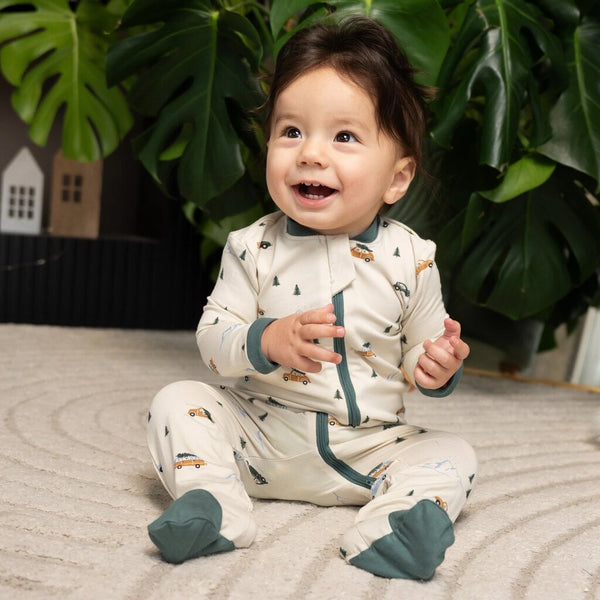 Silkberry Baby Bamboo Footed Sleeper - Winter Road Trip