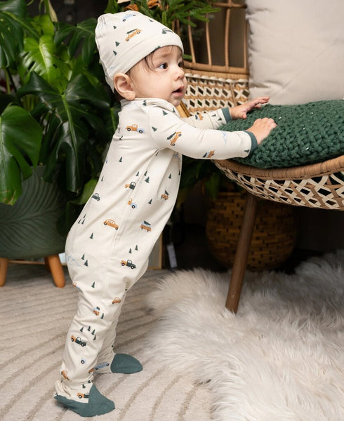 Silkberry Baby Bamboo Footed Sleeper - Winter Road Trip