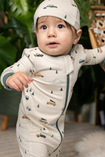 Silkberry Baby Bamboo Footed Sleeper - Winter Road Trip