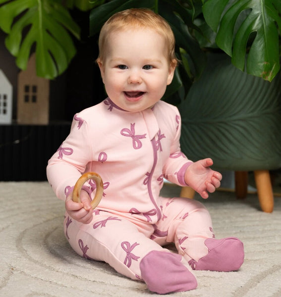 Silkberry Baby Bamboo Fleece Footed Sleeper - Whimsical Bow