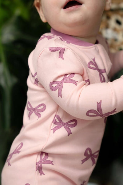 Silkberry Baby Bamboo Fleece Footed Sleeper - Whimsical Bow