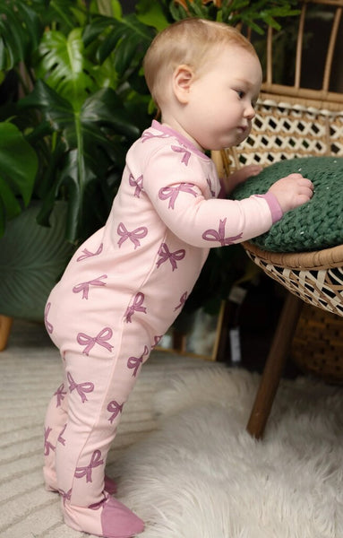 Silkberry Baby Bamboo Fleece Footed Sleeper - Whimsical Bow