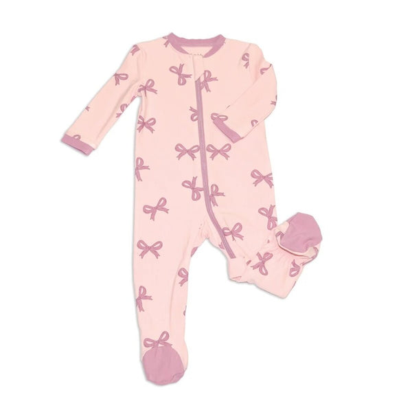 Silkberry Baby Bamboo Fleece Footed Sleeper - Whimsical Bow