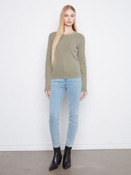 Charlie B Ribbed Long Sleeve Top - Verveine