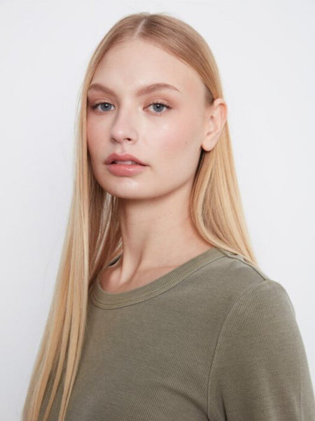 Charlie B Ribbed Long Sleeve Top - Verveine