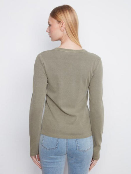 Charlie B Ribbed Long Sleeve Top - Verveine