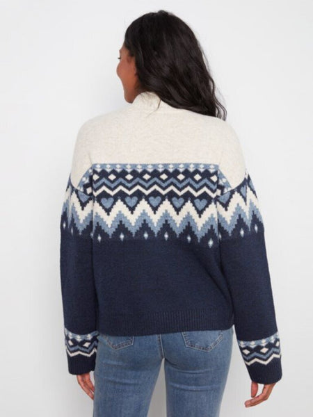 Charlie B Fair Isle Mock Neck Sweater