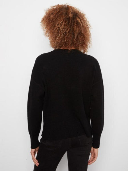 Charlie B Patch Pocket Crew Neck Sweater - Black