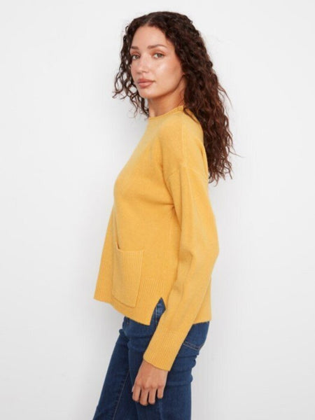 Charlie B Patch Pocket Crew Neck Sweater - Amber