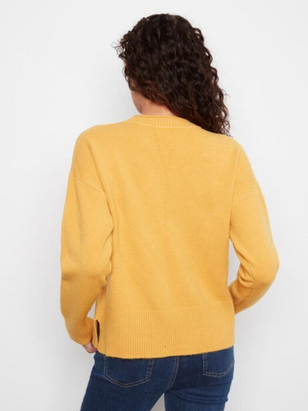 Charlie B Patch Pocket Crew Neck Sweater - Amber