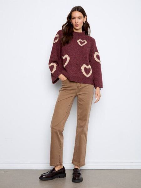 Charlie B Heart Print Mock Neck Sweater