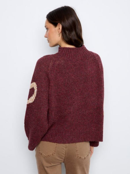 Charlie B Heart Print Mock Neck Sweater