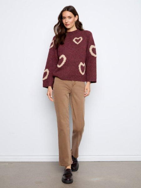 Charlie B Heart Print Mock Neck Sweater